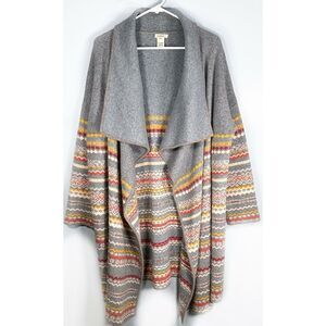 Sundance Lambs Wool Waterfall Draped Open Front Sweater Cardigan
